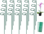 FEED GARDEN 16 Inch 20 Pack Plant Support Stakes, Metal Garden Flower Stakes and Supports for Outdoor Plants, Plant Stem Support with 40 Twist Ties for Amaryllis Lily Rose Peony Tomatoes Gladiolus
