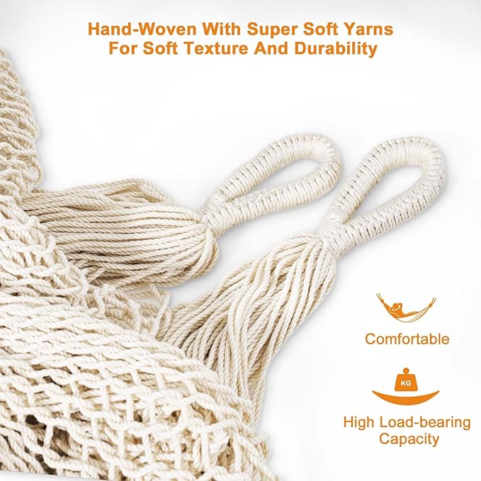 Double Rope Hammock, Natural, 550 lb Capacity, 10.5 FT