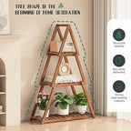 Wooden Plant Stand Indoor Outdoor,Christmas Tree Plant Shelf Indoor,3 Tier Tall Flower Stand for Multiple Plants,Corner Plant Holder for Living Room Bedroom Office Garden Patio Decor