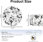 Inflatable Ottoman Stool D21 xH9 for Outdoor/Indoor Use, Water Repellent Patio Foot Rest with Portable Handle,Round Pouf Ottoman Suitable for Garden,Deck and Camping-Tropical Blossom Noir