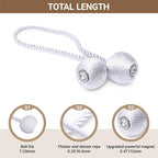 Hion Magnetic Curtain Tiebacks White 4 Pack, Curtain Tiebacks Buckles Holdbacks Holders Hooks Clip for Home Bedroom Office Decorative Thick or Thin Curtain
