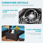 Outdoor Wicker Patio Furniture Set, Rattan Sectional Sofa Set with Thick Cushions (Brown/Peacock Blue, 7 Piece Sofa Set)