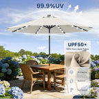 ABCCANOPY Durable Solar Led Patio Umbrellas with 32LED Lights 9FT (Light Beige)