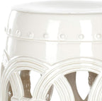 SAFAVIEH Home Collection Double Coin Antique White Ceramic Indoor/ Outdoor Decorative Garden Stool (Fully Assembled)