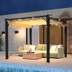Aoxun 10'x10' Outdoor Pergola, Patio Aluminum Pergola with Upgraded Retractable Canopy, Heavy Duty Metal Pergolas and Gazebos with Adjustable Sun Shade Cover for Modern Backyard, Deck, Garden