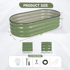 Galvanized Raised Garden Bed Outdoor- Raised Beds for Gardening| Metal Planter Box, Steel Raised Garden Bed Kit with Safety Edging and Gloves for Vegetables, Flower, Herbs (4x2x1FT, Green)