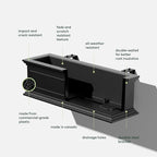 Veradek Brixton Series Plastic Railing Planter - Rectangular Planter for Outdoor Deck/Balcony | Crack-Resistant with Adjustable Rail Attachment | Classic Estate Design for Herbs, Succulents, Flowers