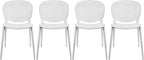 2xhome Set of 4 Patio Dining Chairs | Modern Stackable Outdoor Pool Side Chair | Weather Resistant Plastic for Yard, Porch, Balcony, Kitchen, White