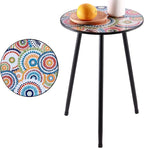 1 Pack Metal Outdoor Side Table Small Outside Round End Table for Patio Modern Accent Garden Corner Table for Small Spaces, Balcony, Porch, Weather-Resistant, Plant Stand Indoor