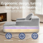 45'' Chaise Lounge Chair Indoor, Corduroy Upholstered Boneless Sofa Bed, Deep Seat Sleeper Couch Reading Chairs, Small Comfy Cloud Sofas Couches for Living Room, Bedroom, Movie Room (LightGray)