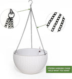 Dexceder 9 Inch Self Watering Hanging Planters Indoor Outdoor, Thickened Hanging Basket Flower Plant Pot with Water Level Indicator (White)