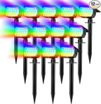 Solar Spot Lights Outdoor Color Changing, [7 Mode/12 Pack] Christmas Landscape Spotlights, Solar Lights Outdoor Waterproof, Solar Led Powered Flood Light for Outside Pathway Yard Garden Walkway