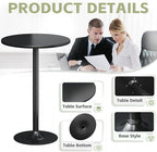 Flamaker Round Bistro Pub Table Modern Style Metal Base MDF Top Cocktail Bar Table Counter Bar Height for Pub, Dining Room, Party (1, Full Black)