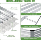 Galvanized Raised Garden Bed Outdoor | Metal Raised Garden Bed for Gardening 2Pack | Large Planter Box for Vegetables Flowers Fruits | Easy Assembly & Safety Design Flower Beds 8x4x1ft Silver