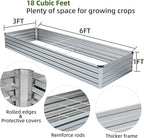 2 Pack 6x3x1FT Galvanized Raised Garden Bed Kit, Outdoor Metal Planter Box for Vegetables, Bottomless Rectangular Gardening Bed with Support Rods, Tool-Free Assembly, Silver