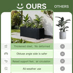 Steel Planter Box-32"x15"x15"-Rectangular Planters for Outdoor Plants, Black Matel Planter Box Raised Support Feet for Patio, Deck, Garden, Yard, Drain Holes, Easy Assembly