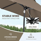 Tempera Patio Market Outdoor Table Umbrella with Auto Tilt and Crank, Large Sun Umbrella with Sturdy Pole & Fade Resistant Canopy, Easy to Set
