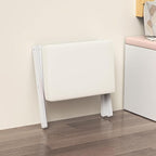 Foldable Foot Stool Ottoman, Modern Foot Rest with Bamboo X Legs & Thick Foam Cushion, Folding Foot Stools Small Padded for Bedroom Living Room, Footstool for Chair Couch (White - White)