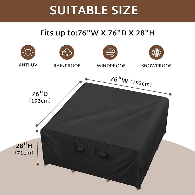 iBirdie Outdoor Patio Furniture Set Covers 76 x 76 inch Waterproof Weatherproof - Image 2