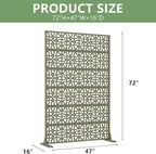 Casaphoria Metal Privacy Screen Outdoor, 72" H x 47" W Freestanding Decorative Privacy Screen for Patio Deck Balcony Garden with Stable Base, Green-Perilla