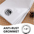 H.VERSAILTEX Linen Curtains 100% Blackout Curtains for Bedroom 90 inch Long Full Light Blocking Nature Linen Blended Window Curtains for Living Room Nickel Grommet (2 Panels, Bright White)