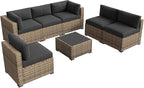 Aoxun Patio Furniture Sets, 7-Piece Outdoor Patio Furniture with Thick Cushions, Wicker Outdoor Conversation Set Sectional Sofa for Backyard, Poolside, Garden