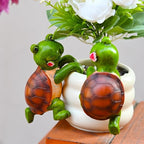 2-piece set Tortoise Pot Huggers for Planters, Climbing Turtle Flower Pot Hugger, Hanging Plant Decorations for Pots, Cute Plant Pot Decorations for Home Garden Patio Fence Lawn Yard (Tortoise)