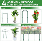 12 Pack 32 or 16 inch Adjustable Plant Support Stakes, Heavy-Duty Half Round Peony Support, Garden Plant Stakes Cage for Outdoor Plants, Peony, Tomato, Hydrangea, (16In Support +16In Extension Tubes)