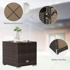 Tangkula 2 Pieces Patio Ottomans, Patiojoy Hand-Woven PE Rattan Side Table with Removable Cushion & Hidden Storage Space, Multifunctional Storage Box, Seat for Patio, Backyard, Poolside (Off White)