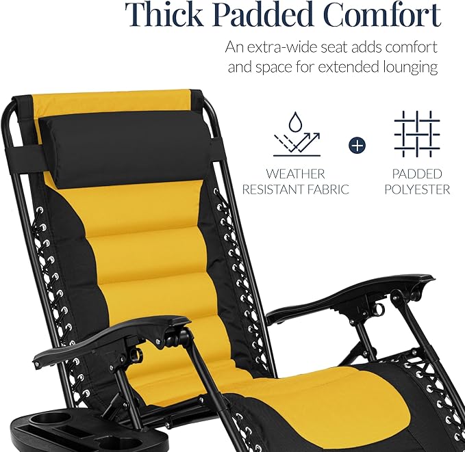 Oversized Padded Zero Gravity Chair – Black