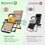 Suteck Oversized Zero Gravity Chair, 29In XL Outdoor Recliner Chair w/Removable Cushion&Headrest, Camping Lounge Chair w/Upgraded Lock&Footrest, Reclining Patio Chairs for Indoor Outdoor,500LBS