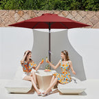 JEAREY 7.5FT Patio Umbrella Outdoor Market Umbrella with 6 Sturdy Ribs, Push Button Tilt/Crank Table Umbrella for Garden, Deck, Backyard and Pool, Red