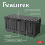 Keter Kentwood 92 Gallon Resin Deck Box-Organization and Storage for Patio Furniture Outdoor Cushions, Throw Pillows, Garden Tools and Pool Floats, Dark Grey