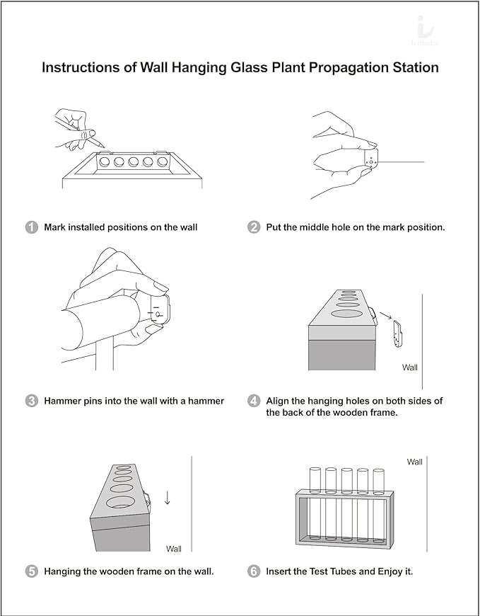 Terrarium Propagation Station with 5 Glass Test Tubes, Brown Wood Stand