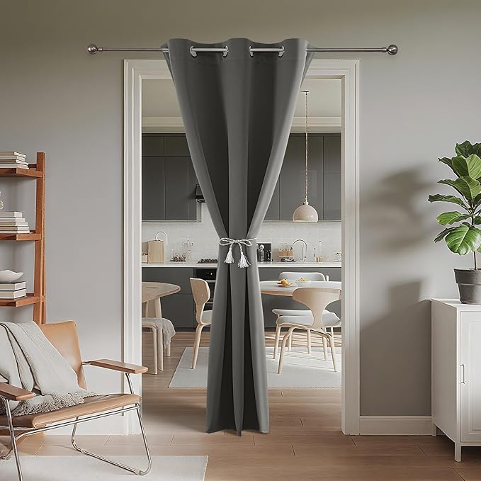 Blackout Door Curtain for Doorway – Light Grey, 52Wx90L, 1 Panel