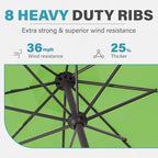 MEWAY 12ft Patio Umbrella Outdoor Table Umbrellas with Crank, Market Umbrella 8 Sturdy Ribs for Deck, Garden, Pool and Backyard, Grass Green