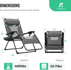 Recliner Chair, Oversized Zero Gravity Folding Lounger with Headrest, Gray
