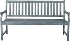 JONATHAN Y BNH101B Laurel 59.1" 3-Seat Slat-Back 600-Lbs Support Acacia Wood Outdoor Garden Patio Bench for Garden, Lawn, Backyard, Pool, Deck, Beach, Firepit, Gray