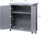 HABAU Outdoor Storage Cabinets Weatherproof for Patio, Garden Work Bench with Shelves & Metal Tabletop, Wooden Potting Table Workstation
