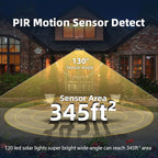 HMCITY 120 LED Outdoor Solar Lights- with Motion Sensor and 3 Lighting Modes, IP65 Waterproof Wide Solar Wall Lights Ideal for Garden Patio Yard (Front Button 6Packs, Black Shell-Warm White)