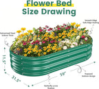 Galvanized Raised Garden Beds for Gardening - 60 x 32 x 12 inch Oval Metal Planter Boxes Above Ground Outdoor for Vegetables,Flowers,Herbs, Garden Container Green (1, 5X2.7X1FT)