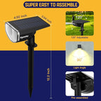 Kyosho Solar Spot Lights Outdoor Warm White, 38 LEDs Solar Landscape Lights IP67 Waterproof, 2-in-1 Outdoor Spotlights Garden Wall Lights with 3 Modes for Tree, Yard, Patio