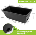 Window Box Planter, 7 Pack Plastic Vegetable Flower Planters Boxes 17 Inches Rectangular Flower Pots with Saucers for Indoor Outdoor Garden, Patio, Home Decor