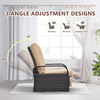 ATR ART TO REAL Outdoor Recliner, Outdoor Wicker Recliner Chair with 5.12'' Cushions, Automatic Adjustable Patio Chaise Lounge Chairs, Aluminum Frame. UV Protected and Rustless (Khaki)