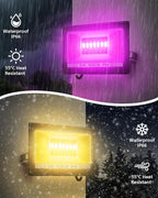 T-SUN Christmas LED Flood Light, 30W RGBCW Dimmable Outdoor Smart Lights, Color Changing LED Light with Remote & APP Control Waterproof Up Lights, Music Sync Stage Spot Light for House, Party (4 Pack)