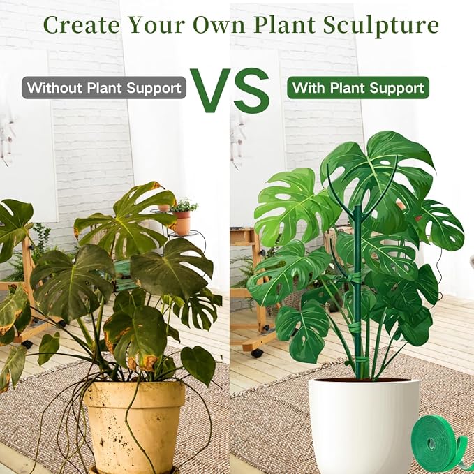 6 Pack Stackable Plant Support Stakes, 43inch Climbing Plant Sticks Structures for Monstera with Garden Ties, Durable Alternative to Moss Pole for Indoor Outdoor Plants