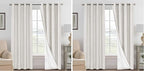 H.VERSAILTEX 100% Blackout Curtains Ivory, Linen Blackout Curtains 96 inch Curtains 2 Panel Set, Elegant Curtain for Bedroom Grommet Drapes Window Curtains Living Room Drapes (Pack of 2)