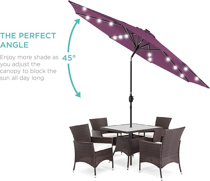 Best Choice Products 10ft Solar Polyester LED Lighted Patio Umbrella w/Tilt Adjustment and UV-Resistant Fabric