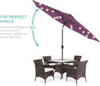 Best Choice Products 10ft Solar Polyester LED Lighted Patio Umbrella w/Tilt Adjustment and UV-Resistant Fabric
