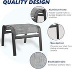 Outdoor Patio Ottoman Seat Textilene Portable Metal Footstool Portable Footrest Patio Chairs 2 Set New Grey